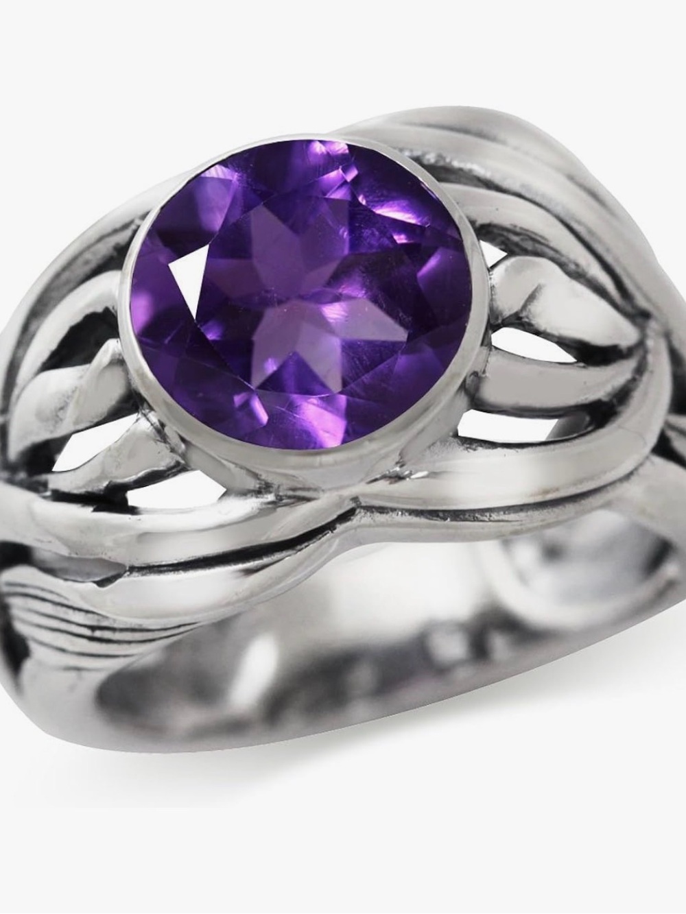 3.04ct. Natural African Amethyst 925 Sterling Silver Statement Ring Size 8